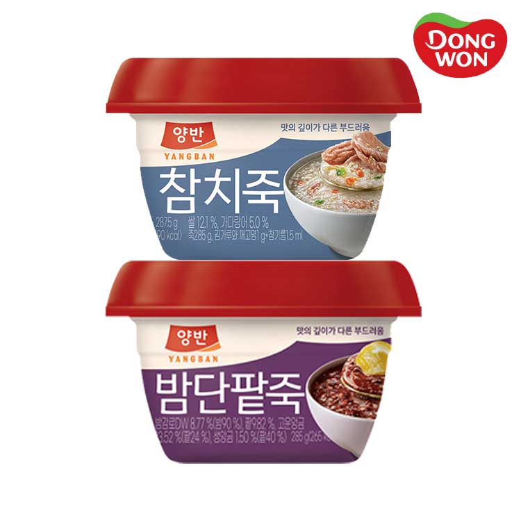 [동원] 양반 밤단팥죽 287.5g 6개 + 참치죽 287.5g 6개