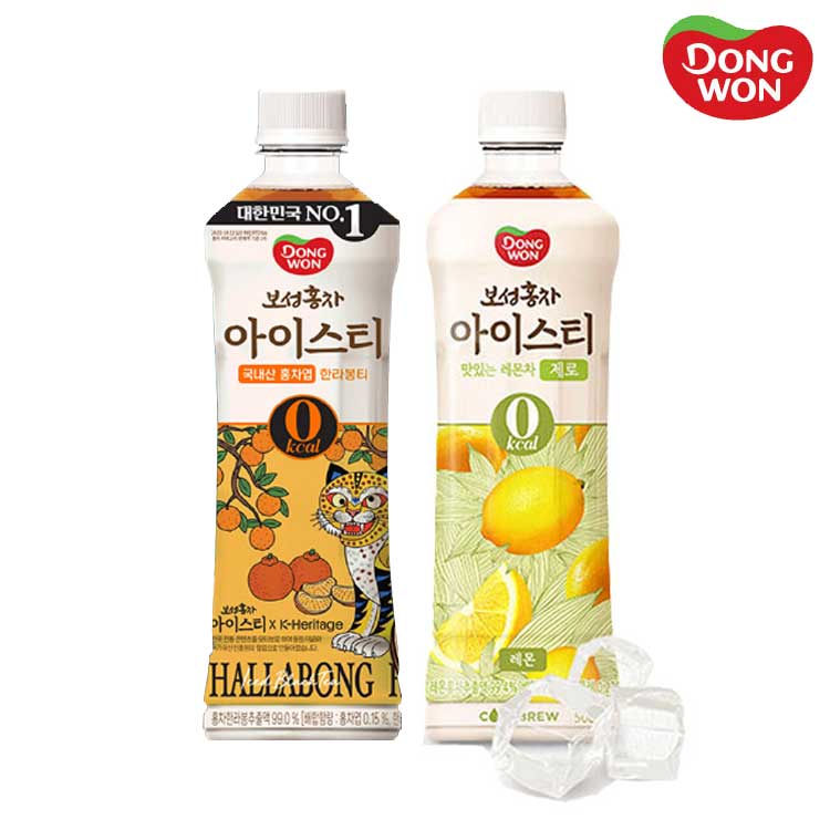 [동원] 보성홍차 아이스티 제로 레몬 500mL 12병 + 한라봉 500mL 12병