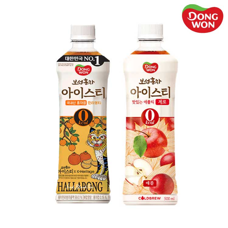 [동원] 보성홍차 아이스티 제로 애플 500mL 12병 + 한라봉 500mL 12병