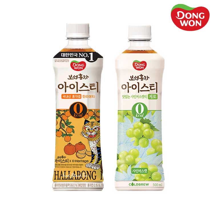 [동원] 보성홍차 아이스티 제로 샤인머스캣 500mL 12병 + 한라봉 500mL 12병