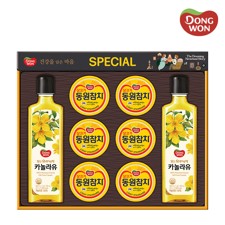 [동원] 스페셜 15호 라이트스탠다드 135g 6캔 + 카놀라유 480ml 2병
