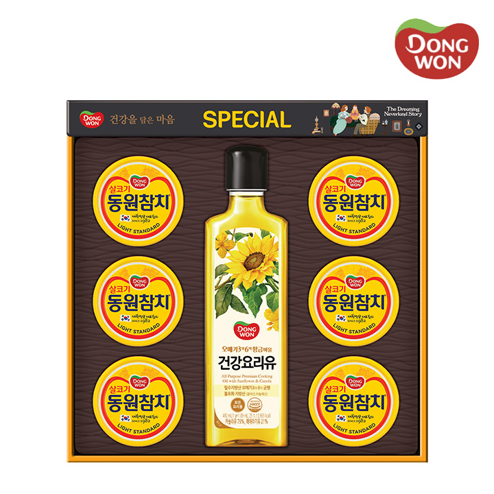 [동원] 스페셜 O-86호 라이트스탠다드 90g 6캔 + 건강요리유 480ml 1병
