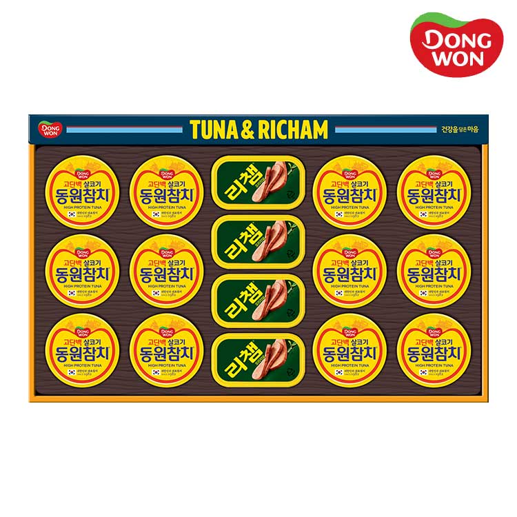 [동원선물세트] 튜나리챔 O-48호 (라이트스탠다드 85g 12캔 + 리챔 120g 4캔)