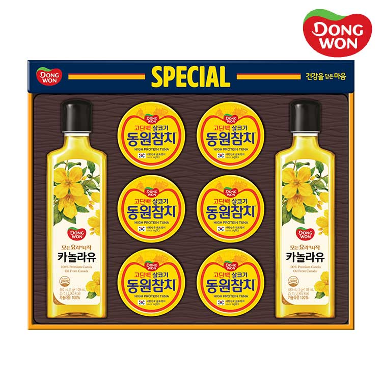 [동원선물세트] 스페셜 15호 (라이트스탠다드 135g 6캔 + 카놀라유 480ml 2병)