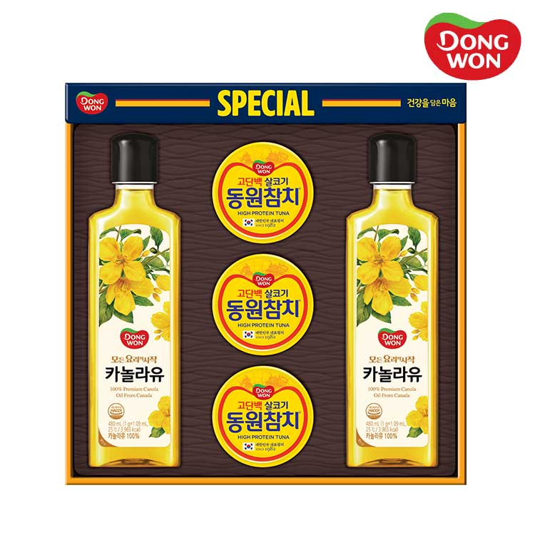 [동원선물세트] 스페셜 7호 (라이트스탠다드 90g 3캔 + 카놀라유 480ml 2병)