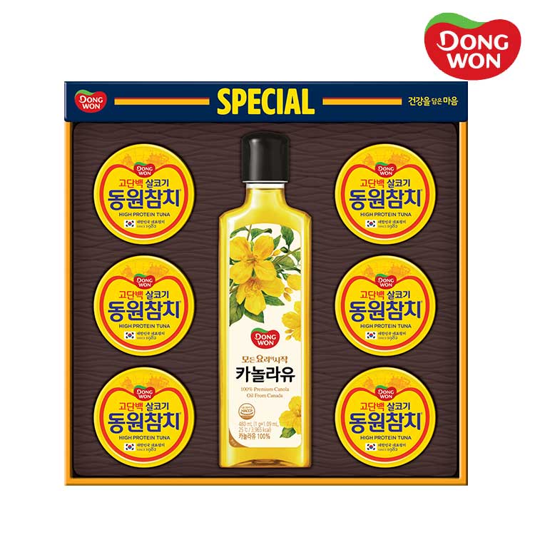 [동원선물세트] 스페셜 14호 (라이트스탠다드 90g 6캔 + 카놀라유 480ml 1병)