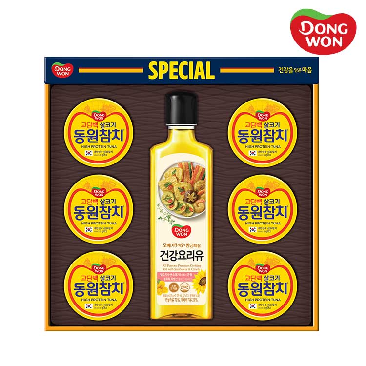 [동원선물세트] 스페셜 O-77호 (라이트스탠다드 참치 85g 6캔 + 건강요리유 480ml 1병)