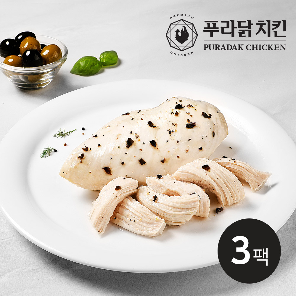 [푸라닭] 스팀통닭가슴살블랙올리브 100g 3팩