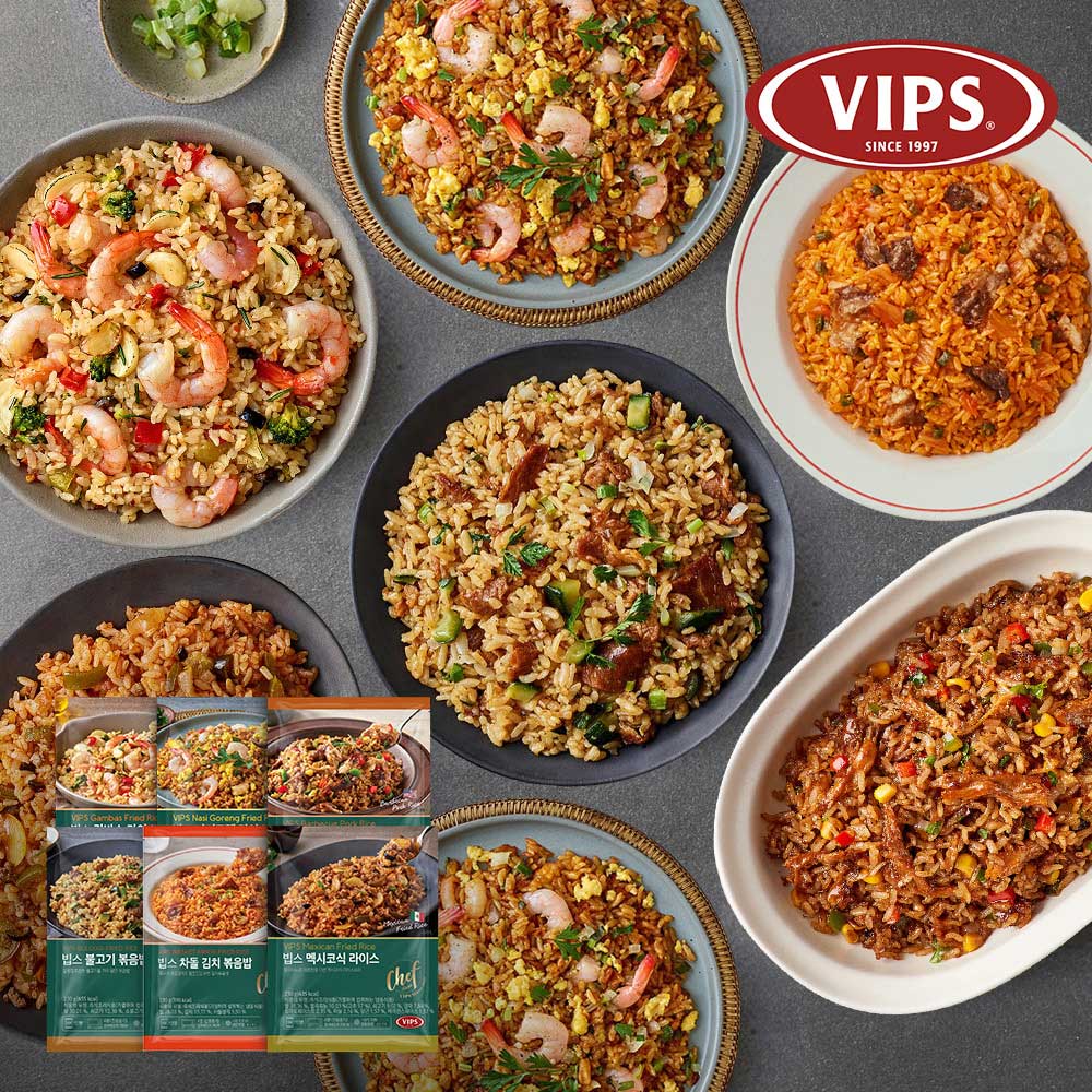 [빕스] 월드 고메 볶음밥 6종 맛보기 세트(맛별 1팩씩) (차돌김치1+불고기1+나시고랭1+멕시코라이스1+감바스라이스1+바베큐포크라이스1)